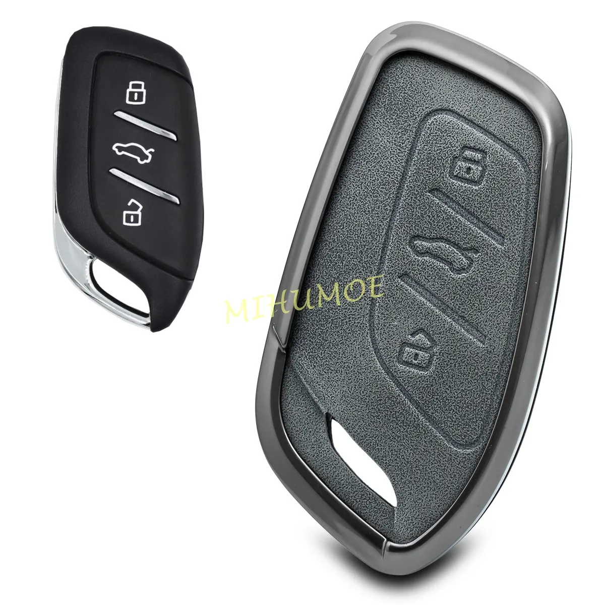 Metal Leather Car Remote Key Case Cover Protector For MG4 MG5 EV MG HS GT ZS EV MG3 MG6 3 Buttons Accessories