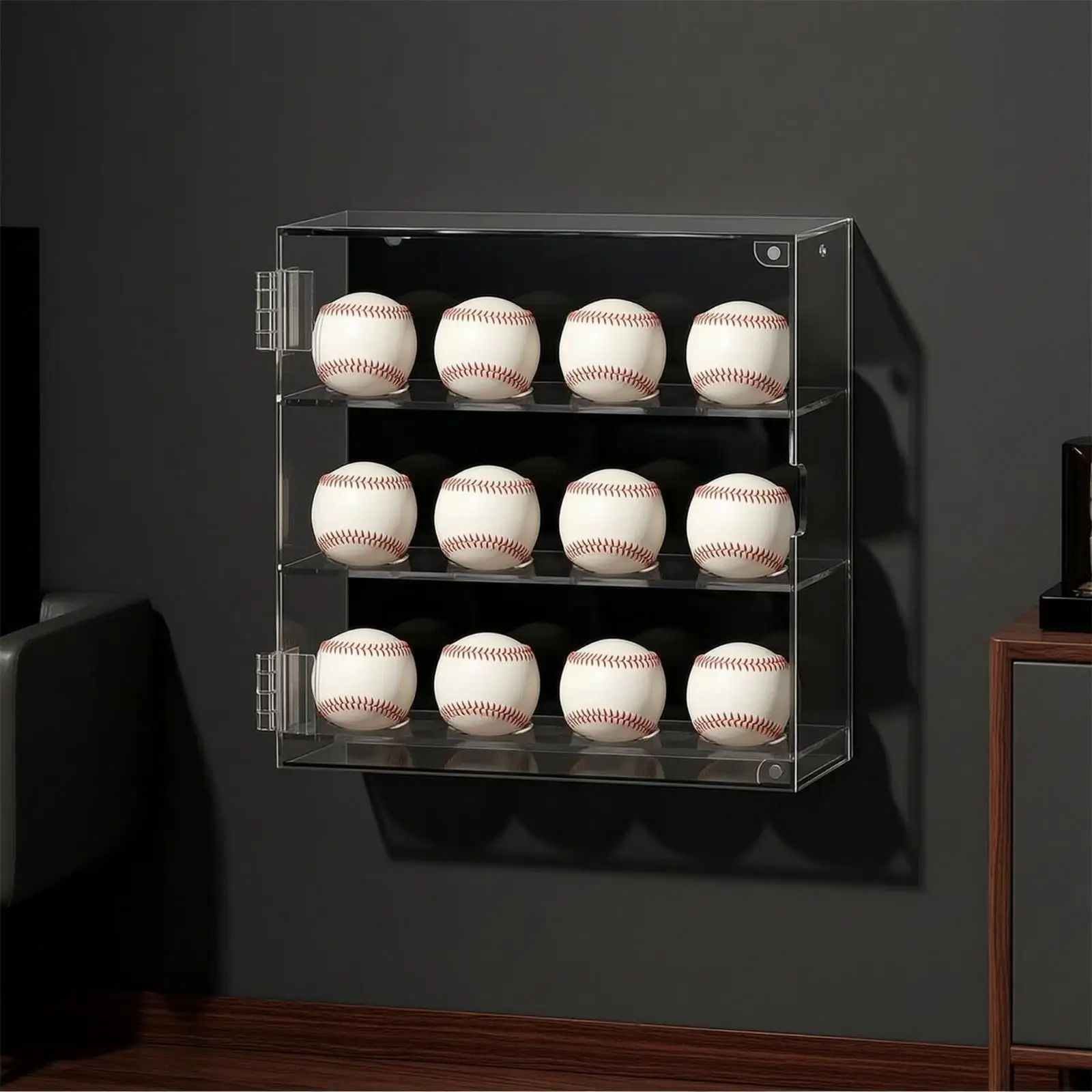 Baseball Display Case with Attractive Cover Clear Organizer Lightweight view 3