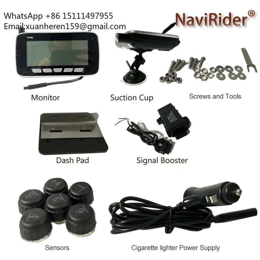 Truck Tire Pressure Monitoring System Car TPMS 4 External Sensors for Truck Trailer,RV,Bus,Miniature Passenger Car