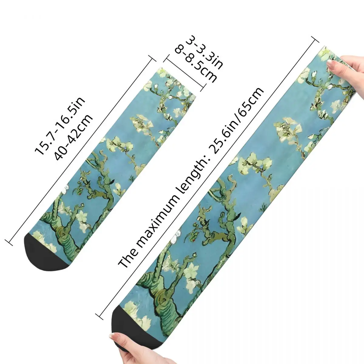 Crazy-calcetines de compresión con estampado de Van Gogh Almond Tree para hombre, calcetín informal de estilo Hip Hop, Harajuku, Van Gogh, patrón de calidad feliz