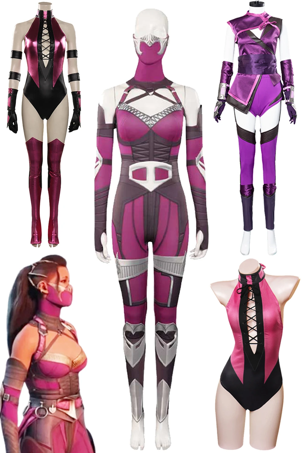 Mileena Cosplay Fantasia Game Mortal Kombat Disguise Costume Adult Women Roleplay Fantasy Halloween Carnival Party Cloth