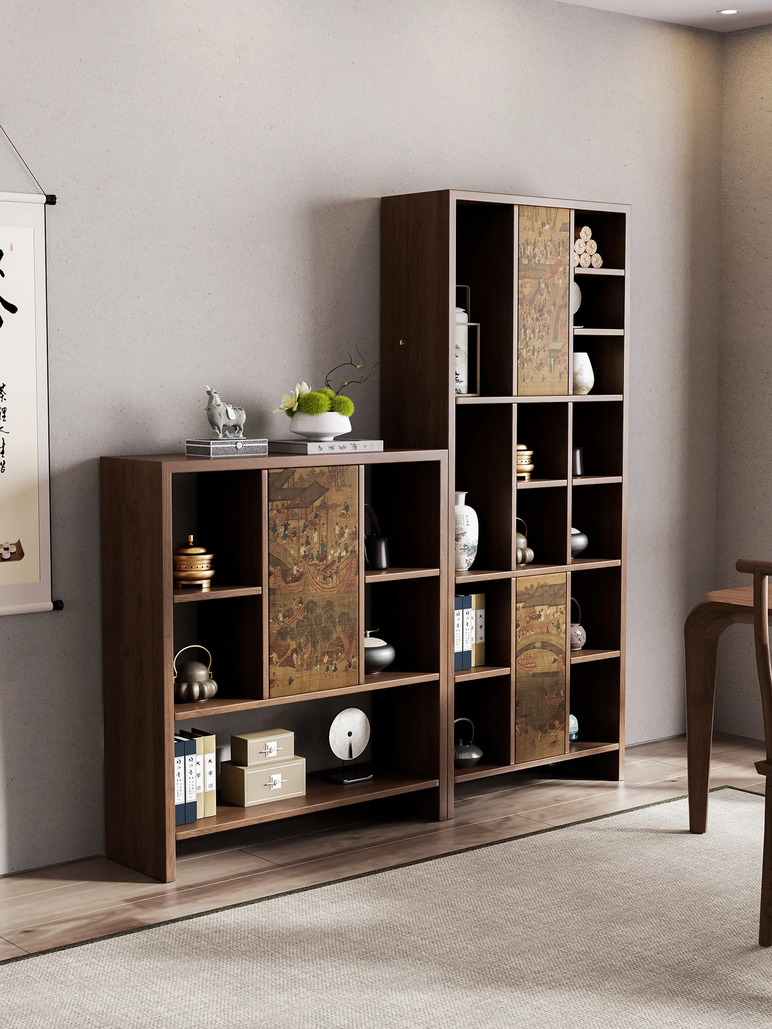 CX solid wood Bogu rack characteristic creative tea cabinet storage, Duobao Pavilion new Chinese tea room