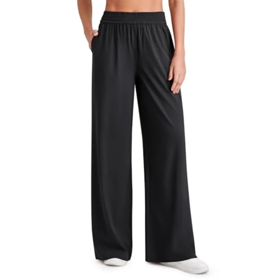 G4Free Chillwhisp Lightweight Flowy Wide Leg Pants Women Elastic Waist Palazzo Pants Summer Beach Vacation