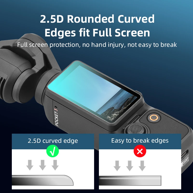 BRDRC Displayschutzfolie für DJI Osmo Pocket 4 3 Zubehör HD Gehärtetes Glas Objektivschutzfolie – Detail 7