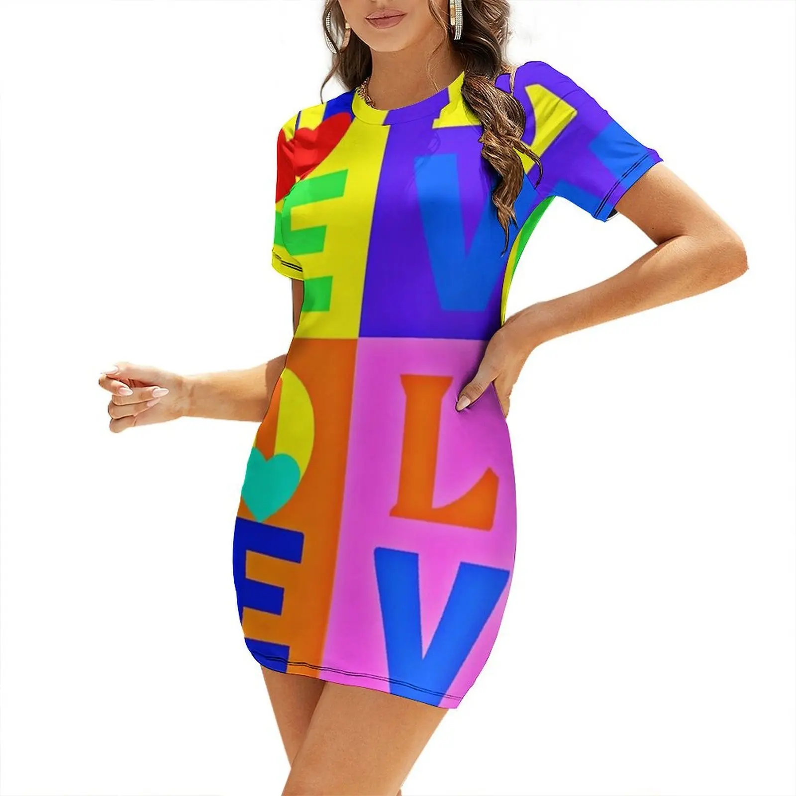 Bonneure Moderne : Robe à Manches Courtes Love Elegance, Robes de Soirée Formelles pour Femmes, Robe pour Femmes, Robe d'Été pour Femmes, Robe Élégante de Luxe