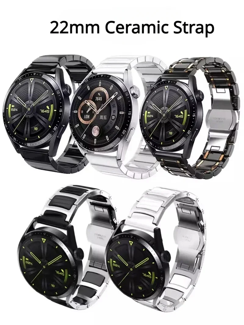 22mm Ceramic Strap for Huawei Watch GT4 GT3 GT2 Pro 46mm/Ceramic Watchband for Huawei Watch4/4Pro /2Pro /3Pro/ Runner Wristband