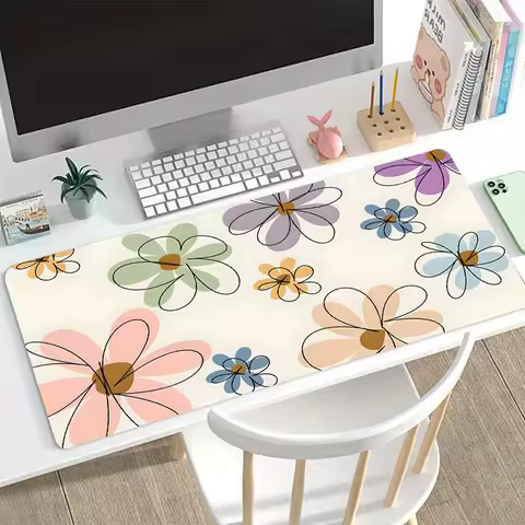 Beautiful Flowers Pattern Mouse Pad Large Gaming E-Sport Mousepad Office Keyboard Computer Accessory Non-Slip Rubber Mat Gift
