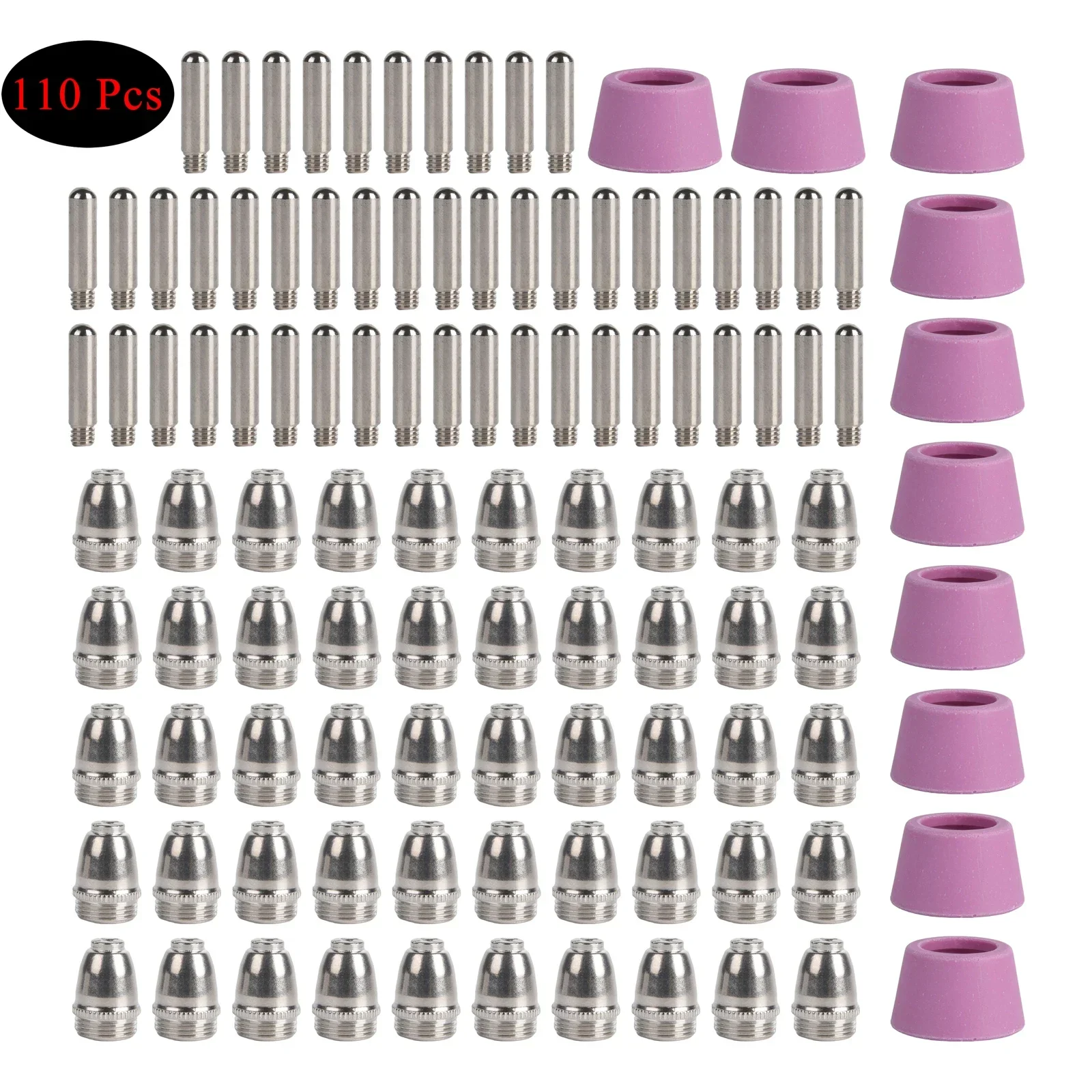 

110Pcs Plasma Cutter Torch Consumables Nozzles Tips Kit For SG-55 AG-60 40/50/78 Amp