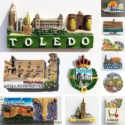 Spanish Fridge Magnets Toledo La Catedra Cathedral Malaga Montserrat Magnetic Refrigerator Stickers Tourist Souvenirs Idea Gifts