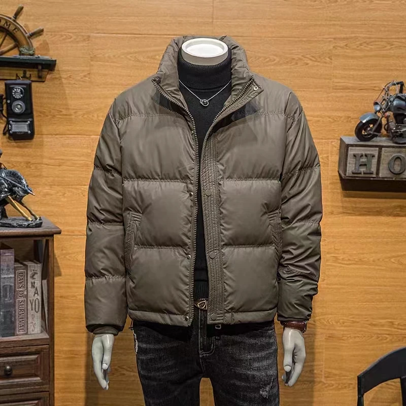 

Winter Thiened ort Casual Men's down Cotton Jaet Stand Collar Warm Outerwear Youth Faion Stand Fit Zipper Closure