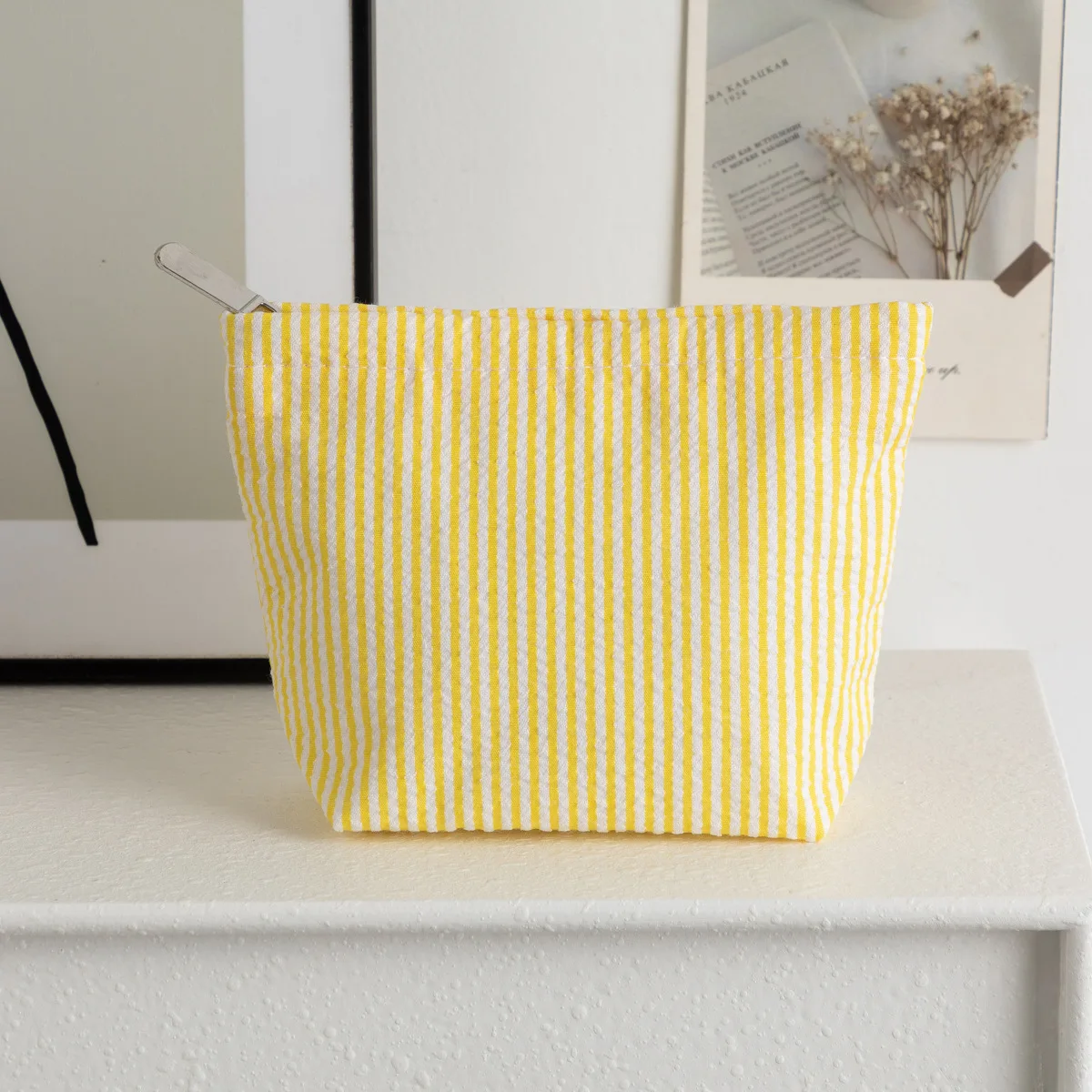 Gestreifte Clutch-Kosmetiktasche für Damen, großes Fassungsvermögen, Make-up-Tasche, Reise-Kulturbeutel