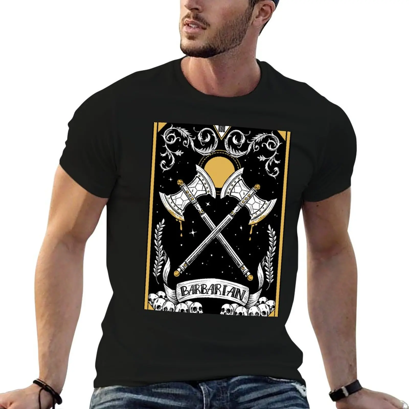 D&D Barbarian Tarot T-Shirt Comfortable Daily Wear Tee