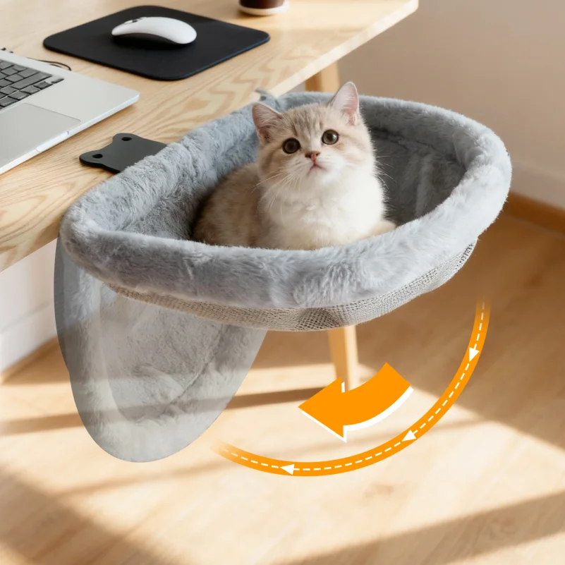 猫用デスクベッド ワンクリック折りたたみ式 深型デザイン 省 - Under Desk Hammock のレビューと価格