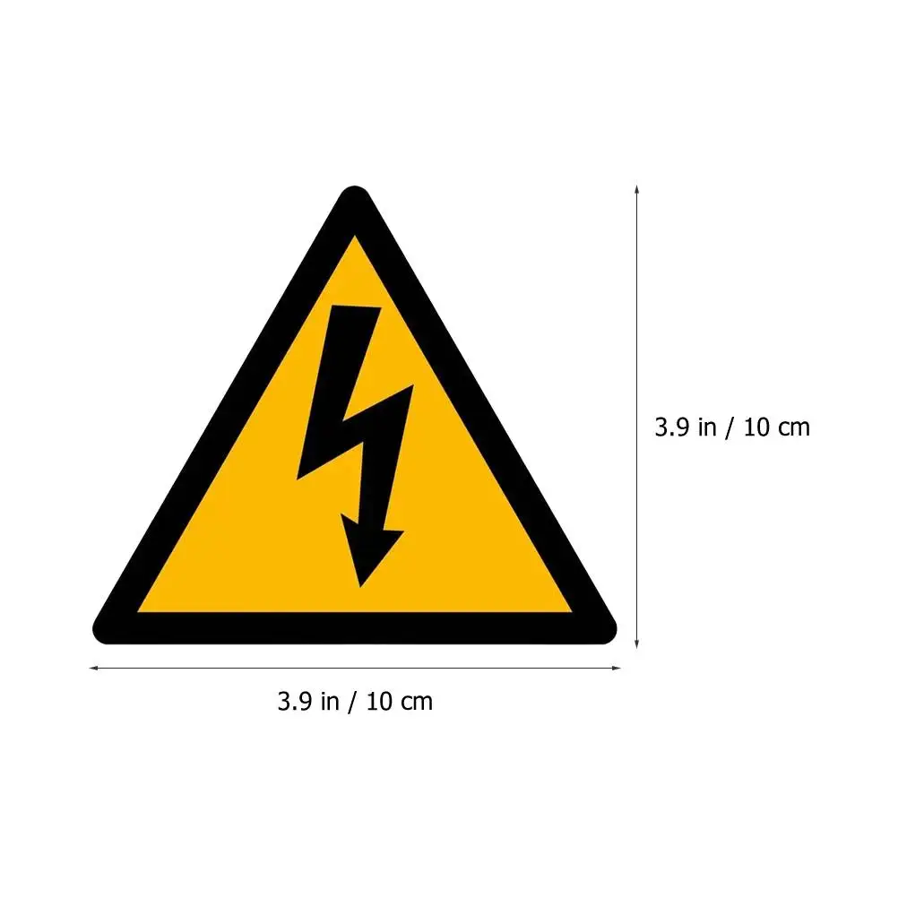 20pcs Electric Warning Signs Stickers Safety Yellow Triangle High Voltage Caution Labels for Home Office School 10CM Large Size