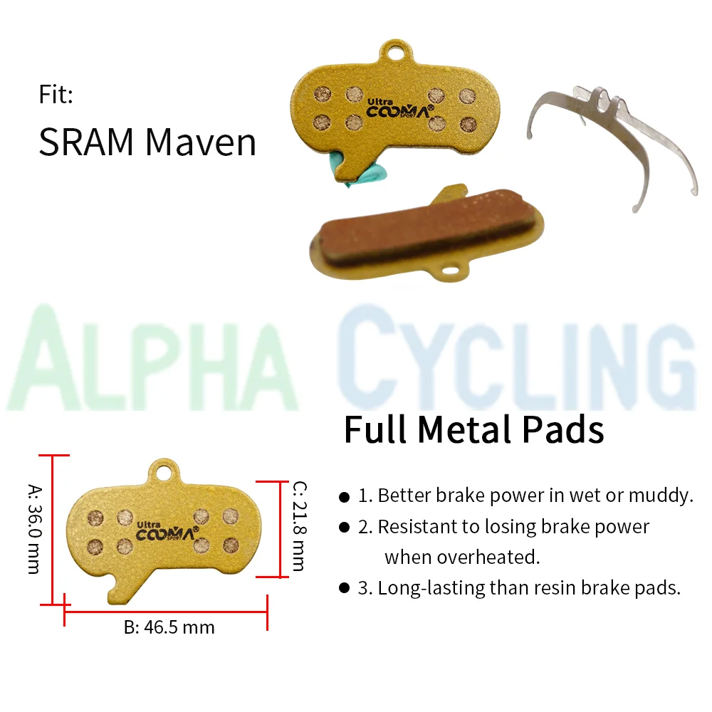 4 Paar, Vollmetall-Fahrrad-Scheibenbremsbeläge für SRAM Maven Caliper, Ultra Class – Detail 1