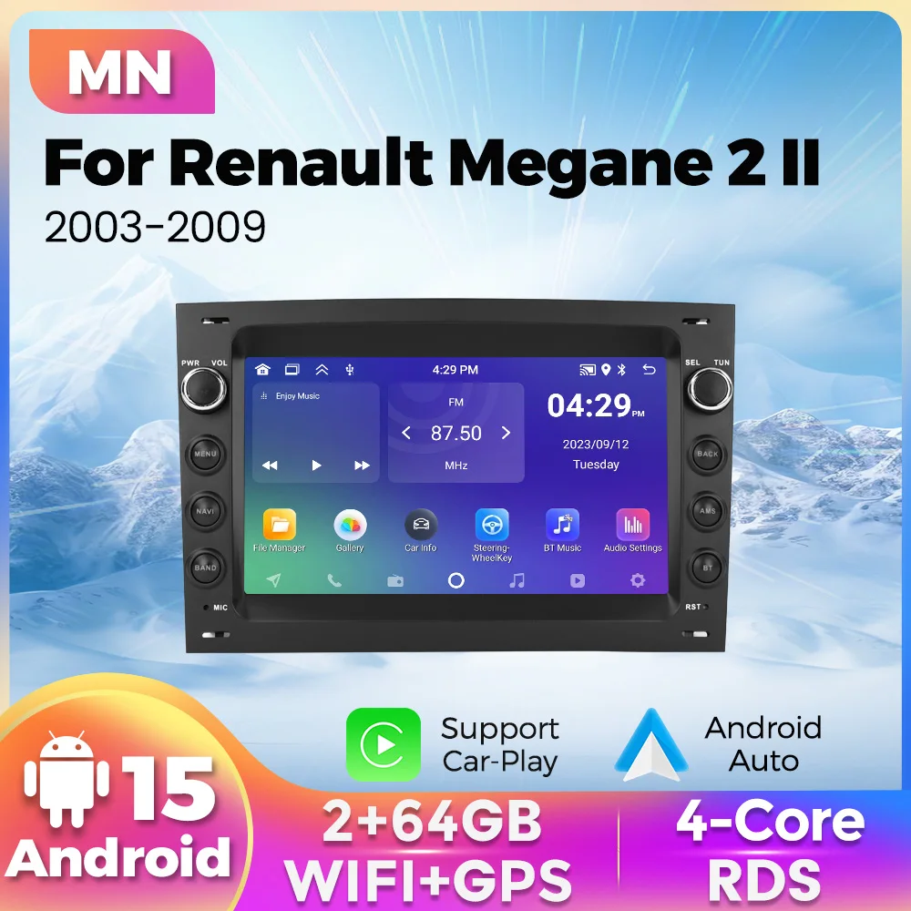 Für Renault Megane 2 II 2003-2009 Android 15 7 zoll Auto Radio Carplay GPS Navigation Multimedia Player RDS GPS WiFi FM Autoradio