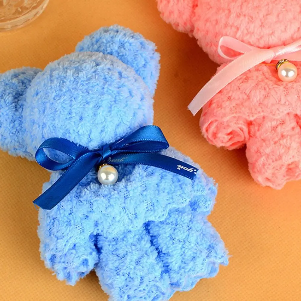 

Модные коралловые бархатные полотенца с медведем, 15 см, полотенце для лица, креативный мягкий свадебный подарок, мочалка