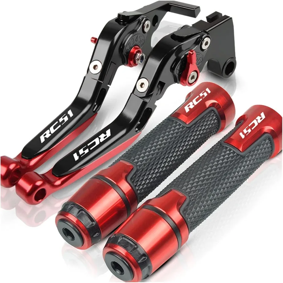 قابل للتعديل للطي قابلة للتمديد دراجة نارية CNC الملحقات مع شعار دواسة فرامل عتلات المقود اليد القبضات ينتهي لهوندا RC51 #1
