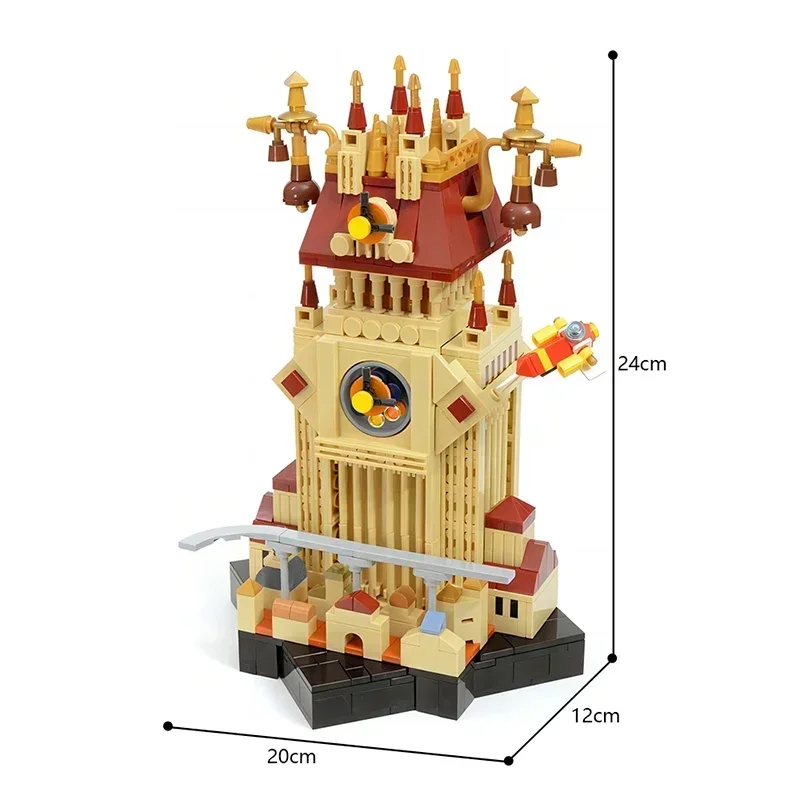 MOC Kingdom Hearts Building Bblock Model Dom Zmierzch Pociąg Stacja Zegar Wieża Zestaw klocków DIY Puzzle dla dzieci Zabawki Prezent