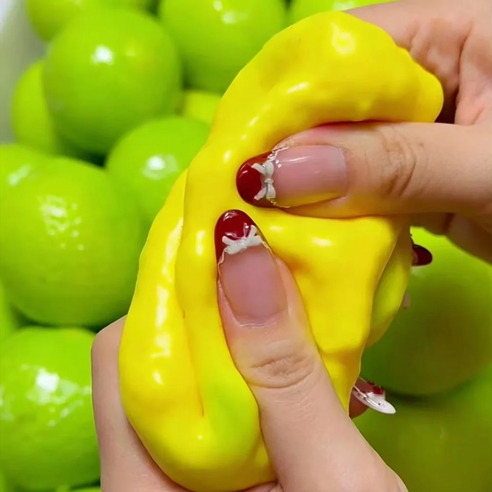 Heiß begehrter handgemachter knuspriger Mango-Zitronen-Stressball, farbwechselnder knuspriger Zitronen-Quetschball, ASMR sensorisches Stressabbau-Spielzeug – Detail 15