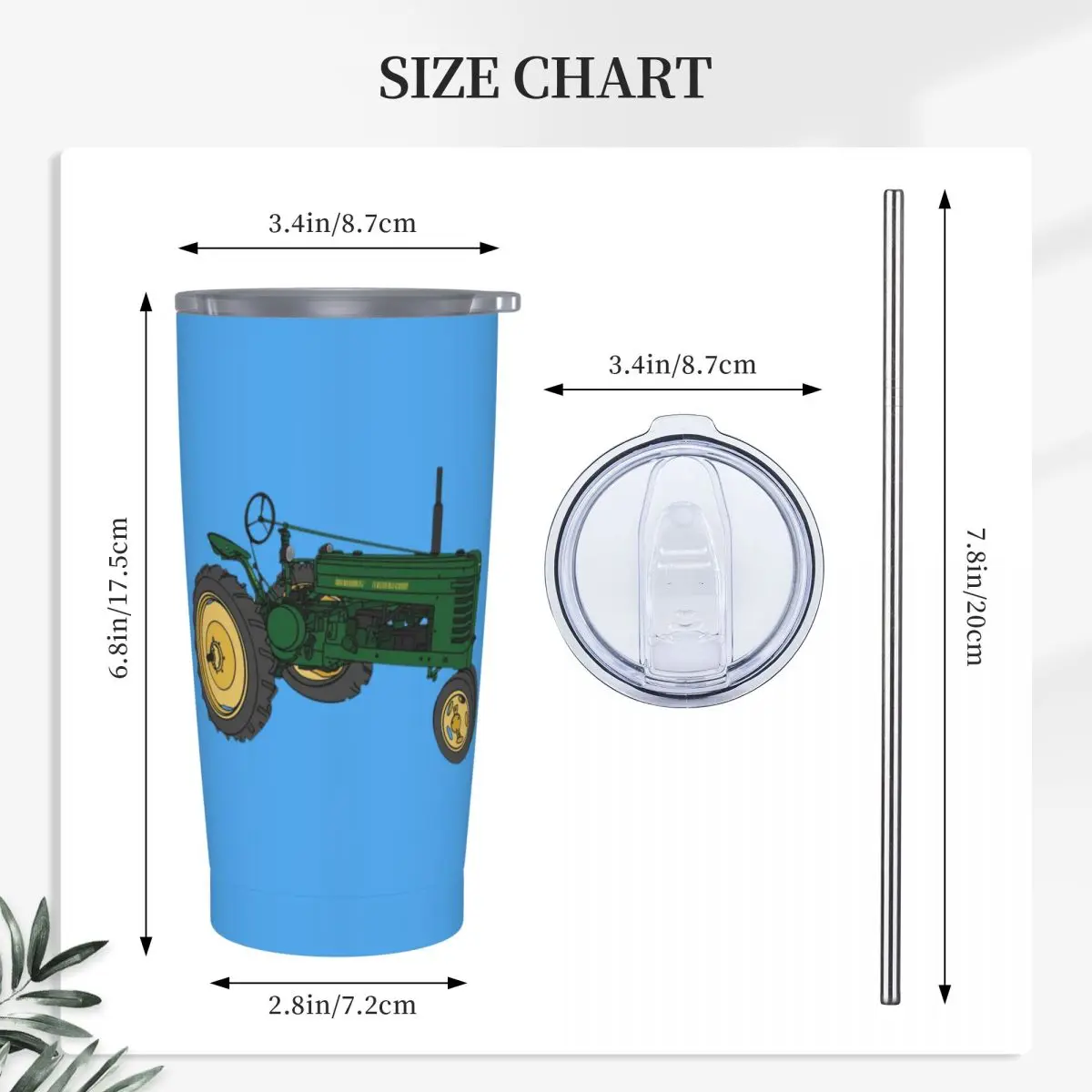 John Deere Styled Tractor And Quot Stainless Steel Tumbler Vacuum Insulated Mug Thermal Cold Cups Straw With Lid 20oz