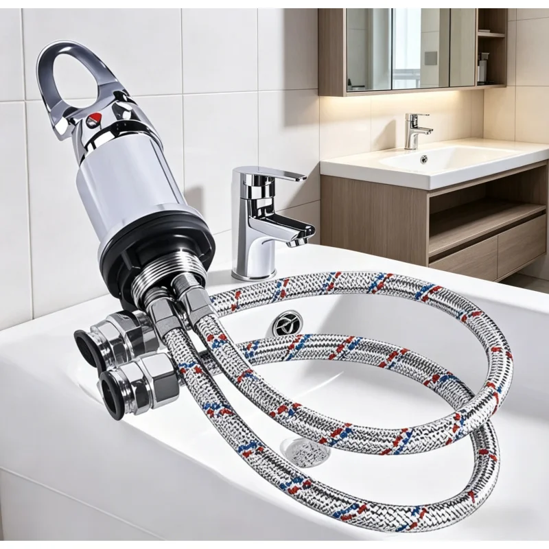 

Stainless Steel RV Shower Mixer Tap, 1/2" Hot Cold Water Outlet, Non Microswitched Faucet for Campervan Camper Van Accessories