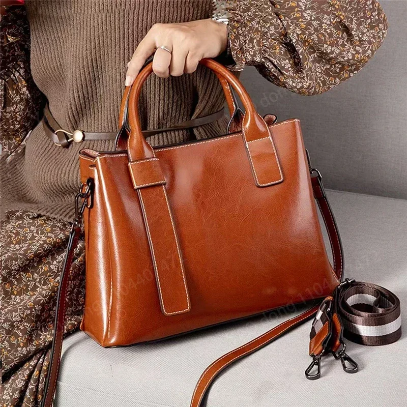 Yao Dong Burminsa Cowhide Genuine Leather Large Tote Handbags For Women 2024 Trend Designer Commuter Work Ladies Shoulder Crossb