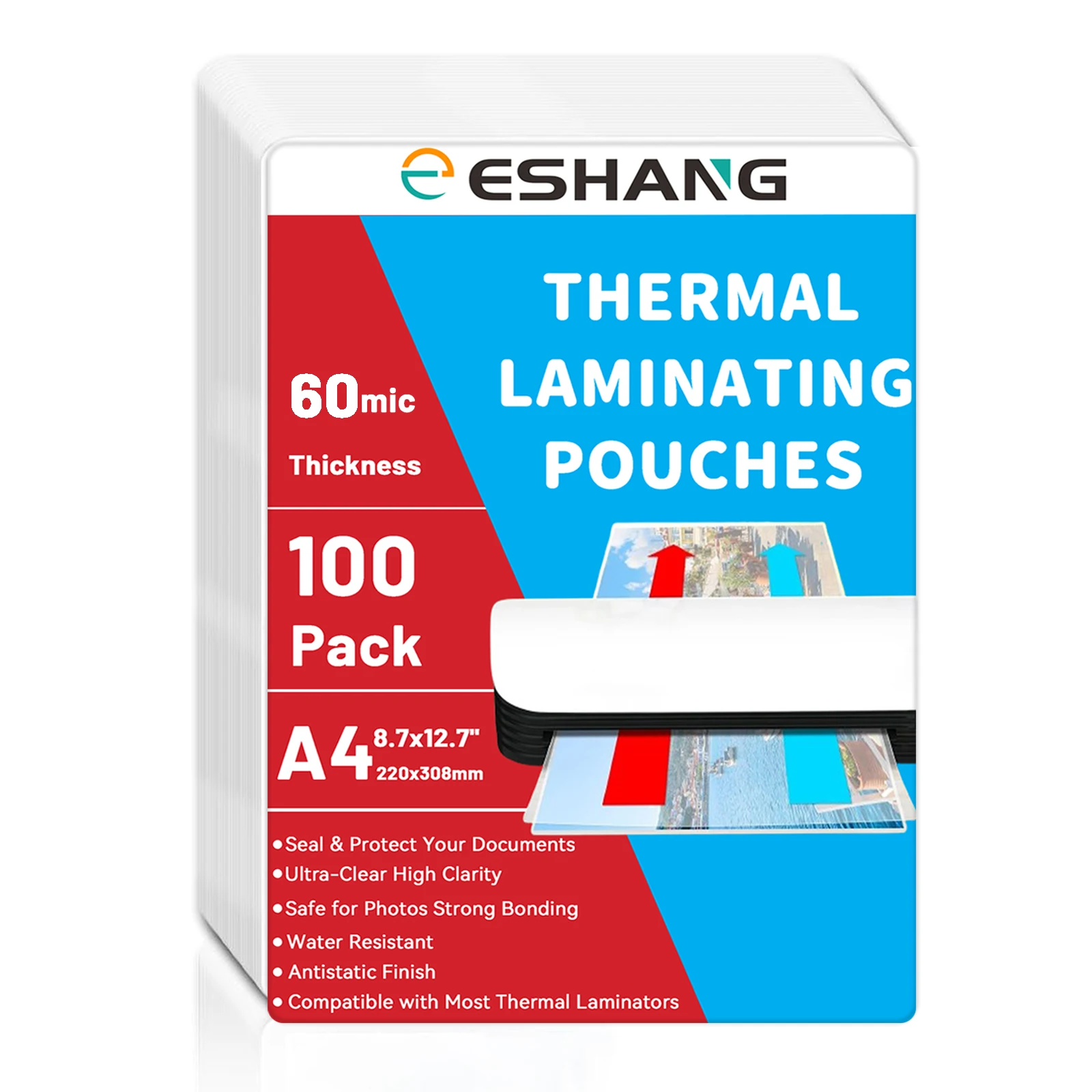 100 Pack Corner Rounder Laminating Sheets, Hold 8.7 x 12.1 inch inches Sheets, A4 Size 60 mic Clear Thermal Laminate Pouches