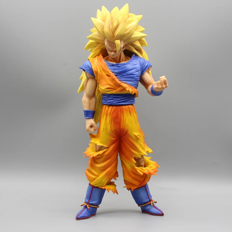 32cm Dragon Ball Z Goku Figures SSJ3 DBZ Super Saiyan 3 Anime Figure Model PVC Statue 2 Arms Action Figurine Decoration Toy Gift