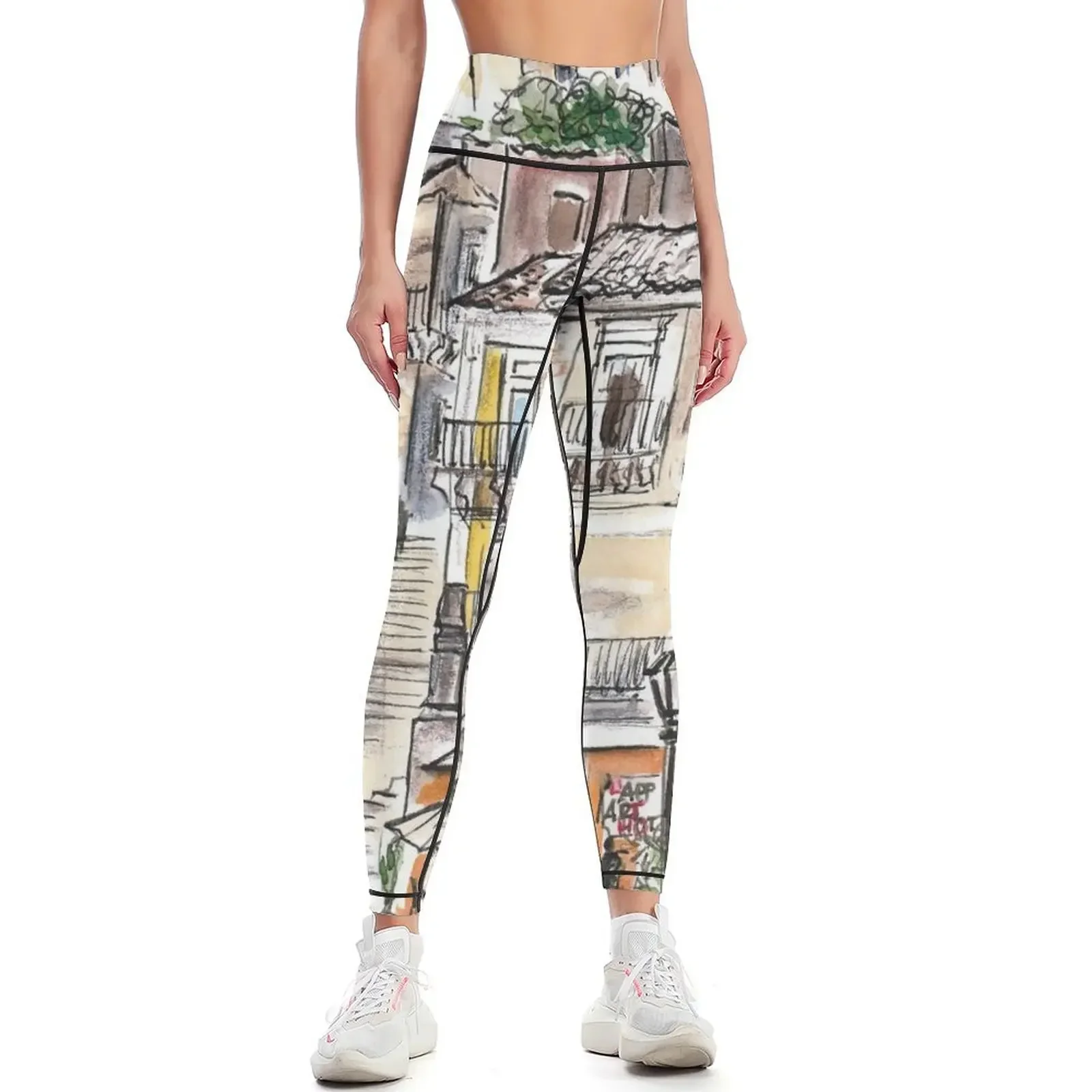 

Ragusa Sicily – watercolor art italian summer Leggings sportswear for gym gym clothing Womens Leggings