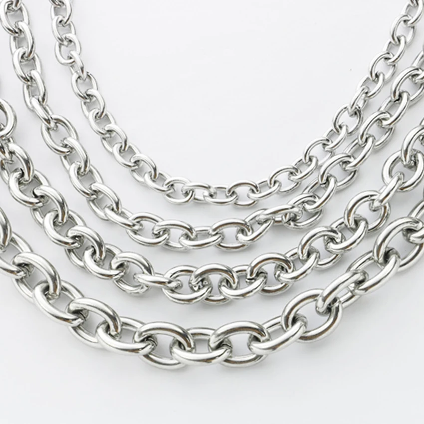 Fashion Stainless Steel Thick Wide Cross Chain Large O-chain For Men And Women Necklace Jewelry Hot Sale