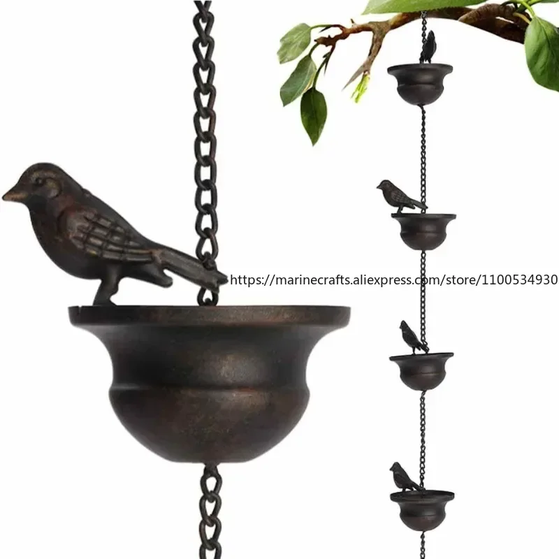 

Metal Decorative Rain Chain Water Drain Chain Metal Villa Bird Cup Rain Chain Bird Wind Chime Metal Craft Hanging Decoration