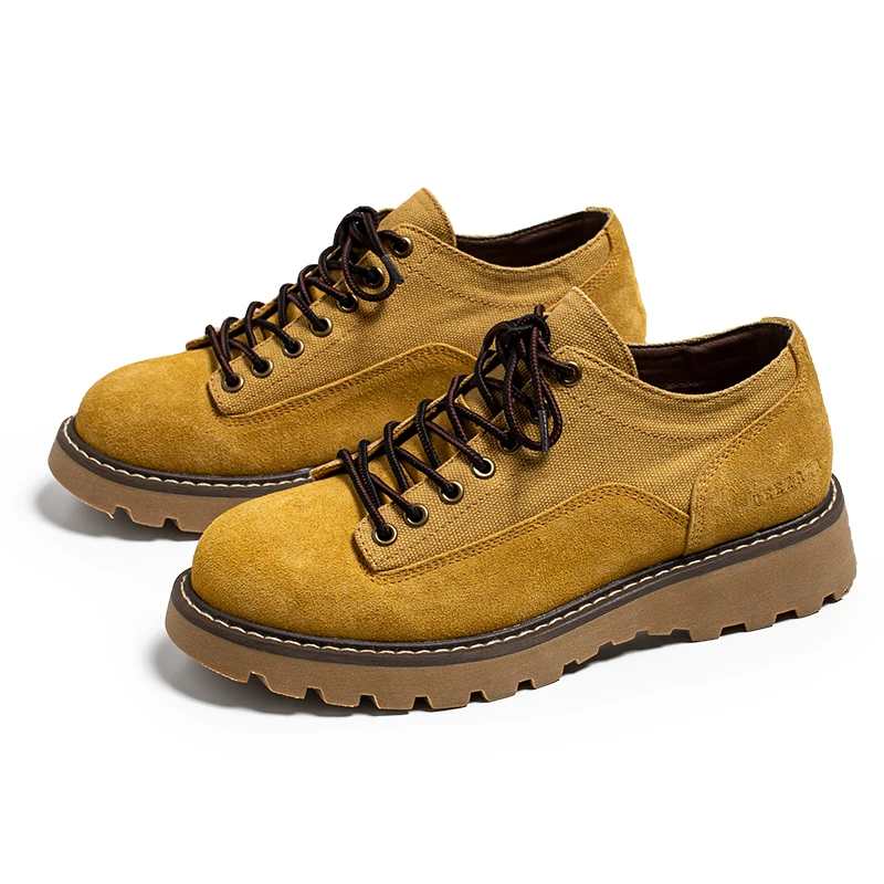 COZOK winter 2024 Italian Brand Fashionable New Men's Work Shoes Retro Yellow Thick Soled Lace Up Men's Oxford Shoes Outdoor