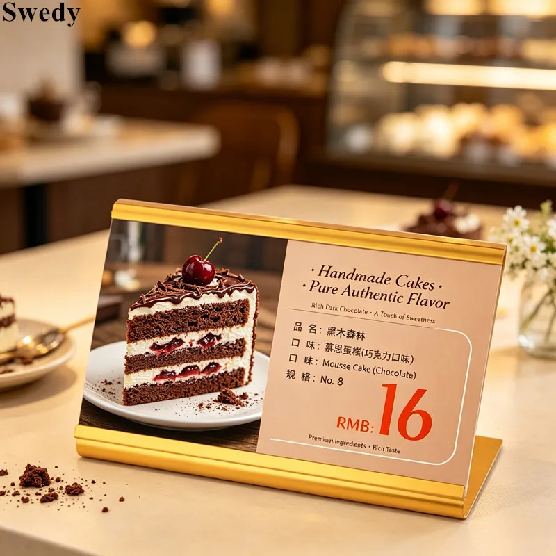 85x65mm 20 Pieces L Shape Aluminum Sign Holder Stand Table Number Name Card Holder Restaurant Menu Paper Price Label Holder