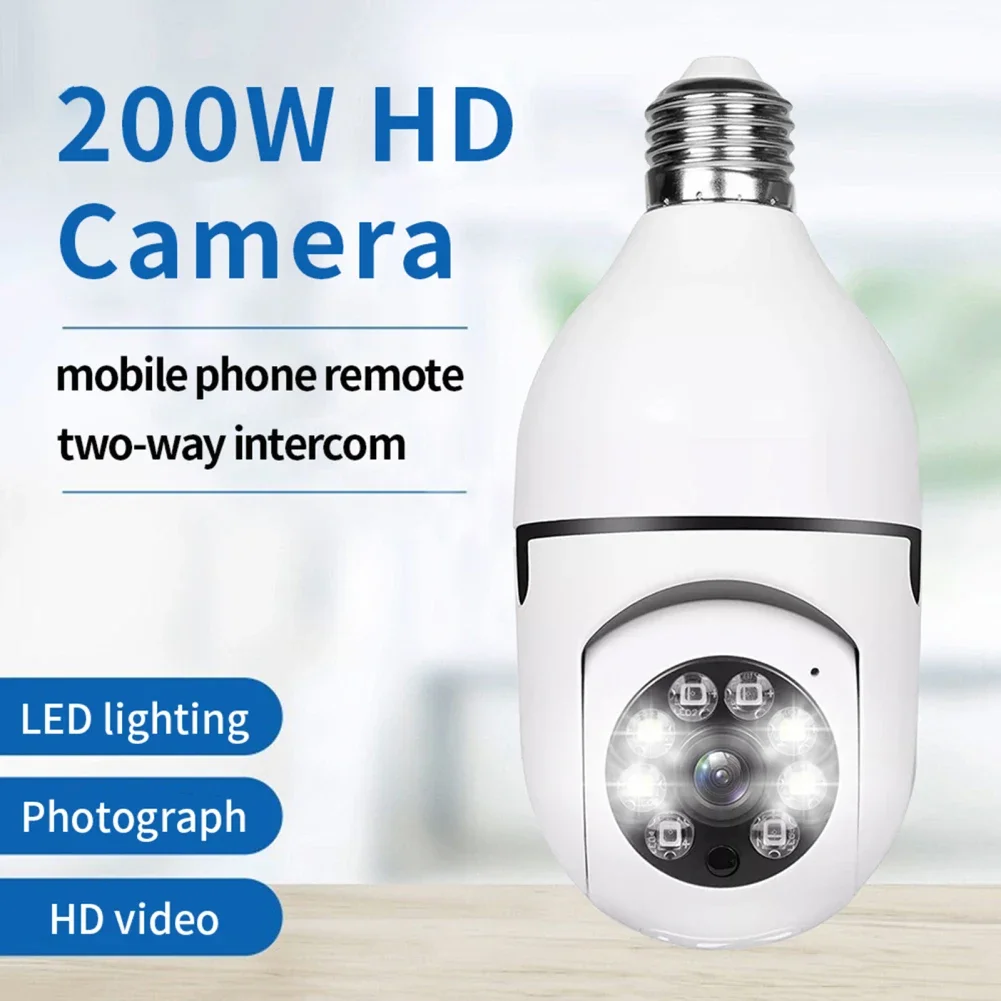 A6 Light Bulb Security Camera 355°Pan 90°Tilt Light Socket Camera Night Vision Siren Auto Tracking For E27 Socket mini camera