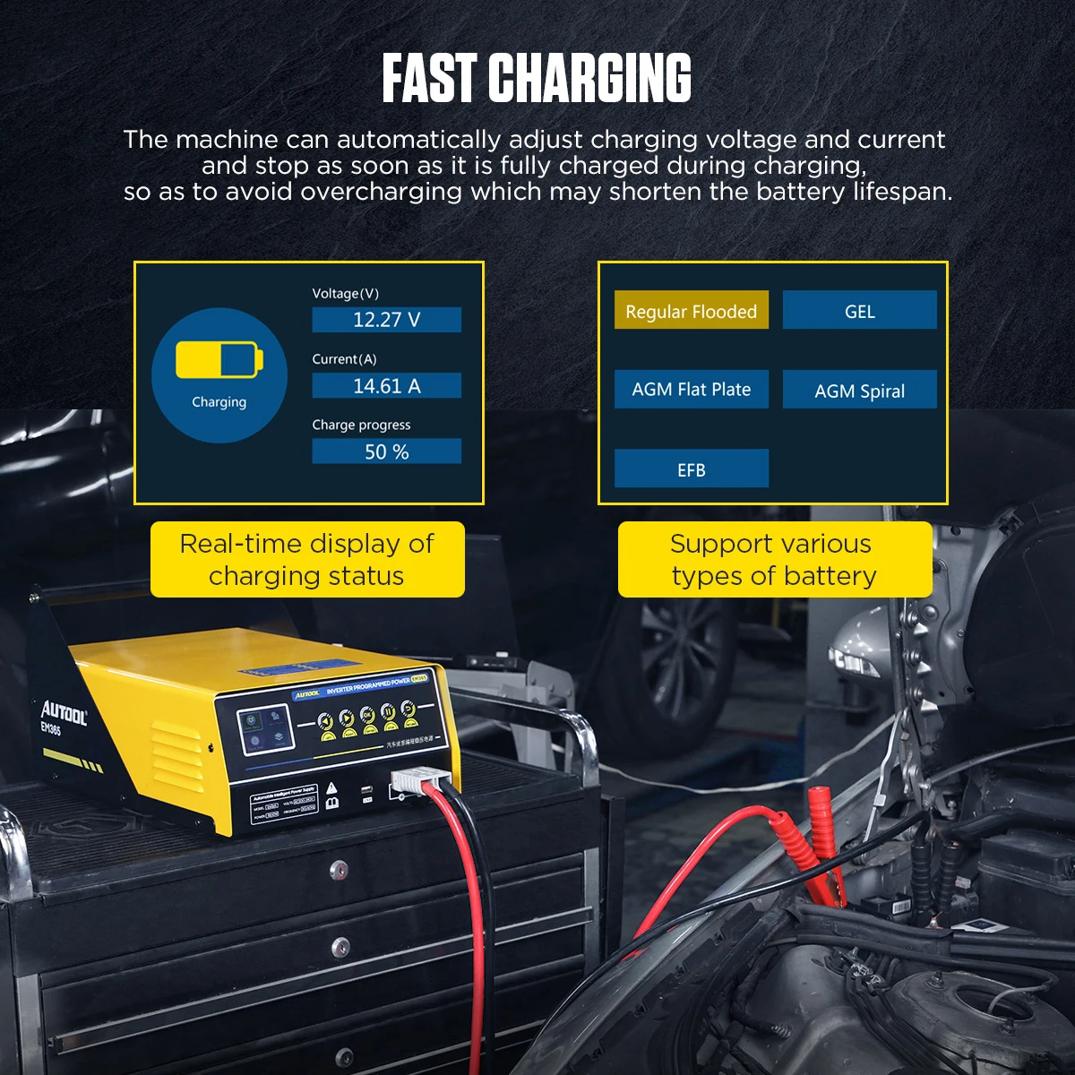 AUTOOL EM365 Car Programming Regulator ECU Programming Decoding Car Jump Starter Emergency Start 12V 150A Battey Charger