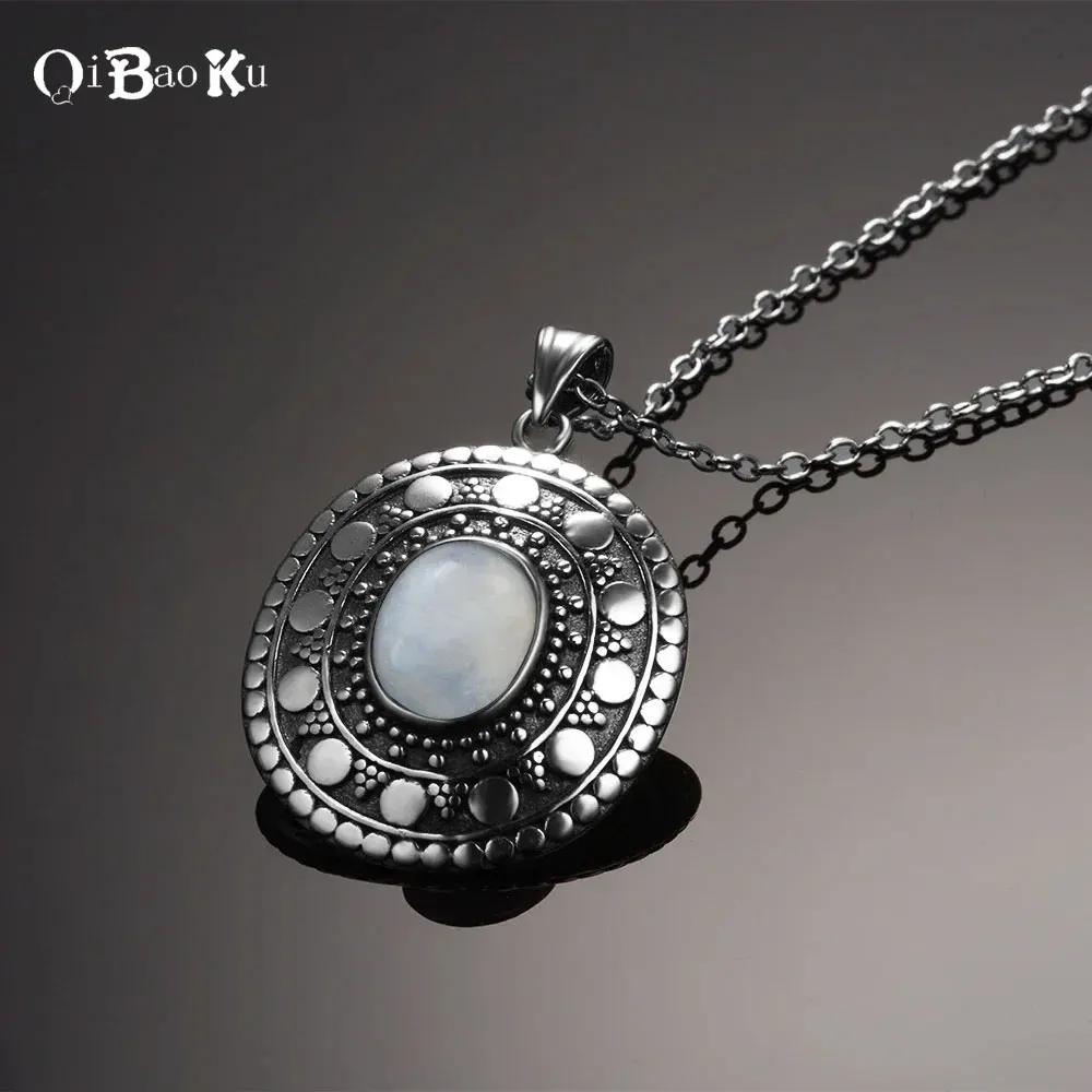 

Natural Oval Moonstone Pendants Necklaces for Women S925 Silver Necklaces Classic Jewelry Birthday Gift