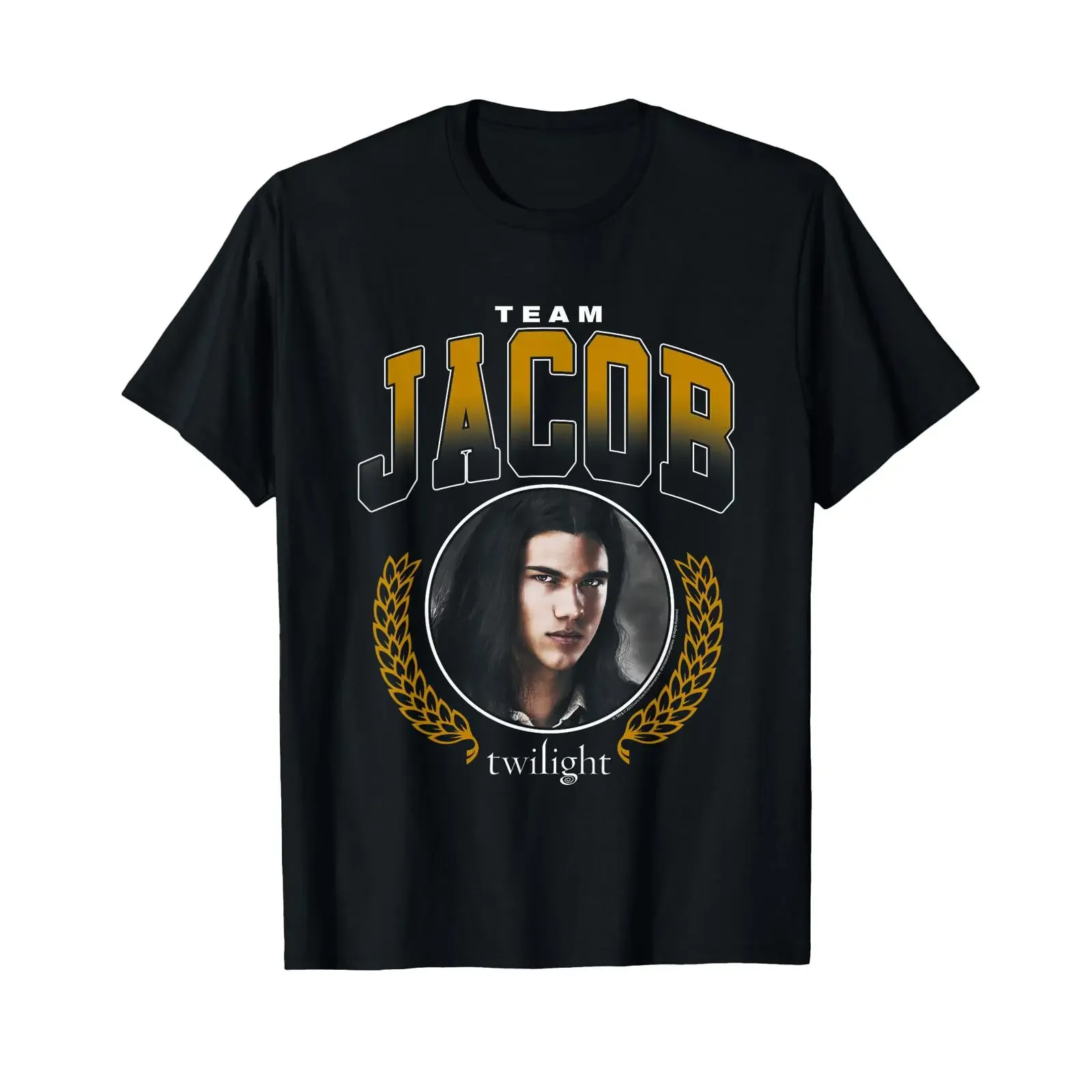 Camiseta de la película El Hombre Lobo con letras de la universidad de Twilight Team Jacob, estilo vintage, lavada, cómoda, ligeramente informal, suave, ropa de diseñador