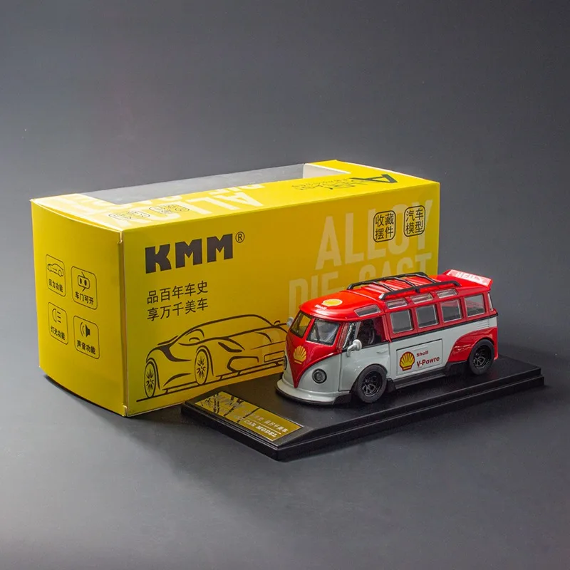 1/32 Volkswagen T1 Bus Alloy Car Model Detachable Vehicle Sound and Light Pull Back Collection Miniature Voiture Toy Gift Boy