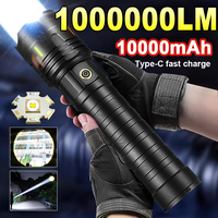 10000mAh Super Big Flashlight USB Rechargeable 30W Most Strong LED FlashLight Long Range Torch Zoom Outdoor Camping Lantern