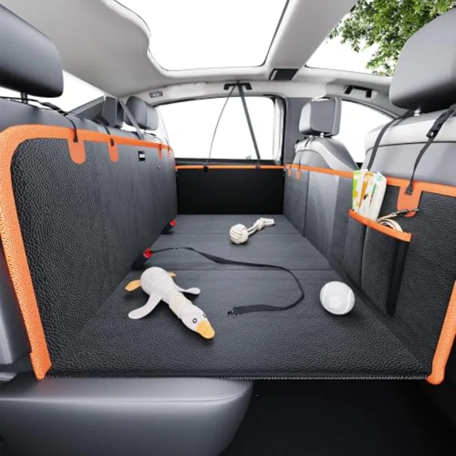

Back Seat Extender for Dogs PU Leather Hard Bottom Dog Car Seat Cover for Back Seat Dog Hammock for Car PU Leather Material Lar
