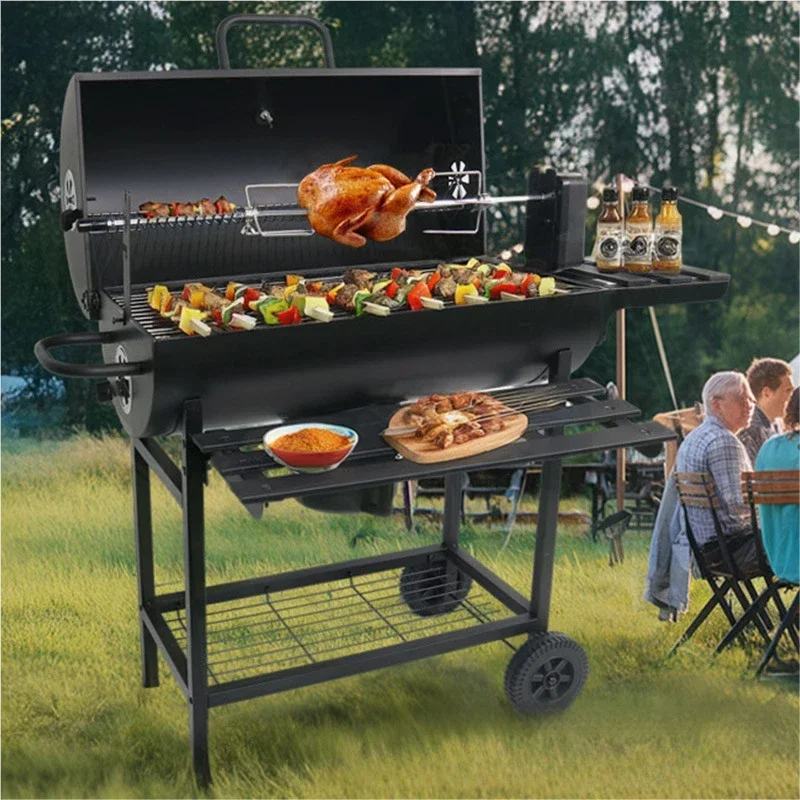 Outdoor Camping Braised Roasting Barbecue Oven Roasting Fork American Style Charcoal Barbecue Grill Large Household Automatic