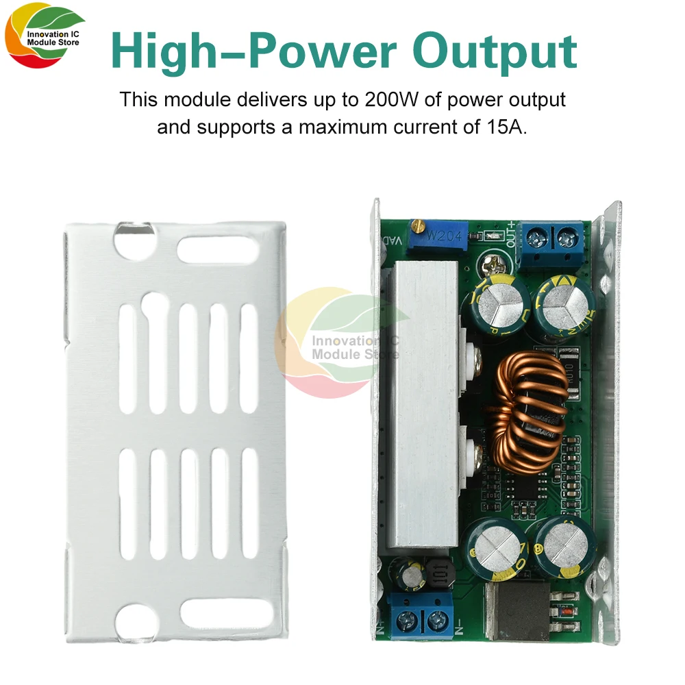

15A Dc-Dc Adjustable Step-down Module 200W 8-55V Input 1-35V Output High Power Pressure Regulating Board with Aluminum Shell