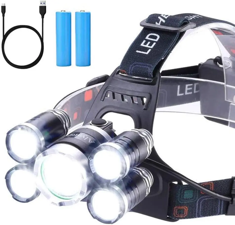 Headlamp Ultra Bright LED Work Headlight,Brightest USB Rechargeable Headlamps,4 Modes Waterproof Zoomable Head Lamp Best Headlam