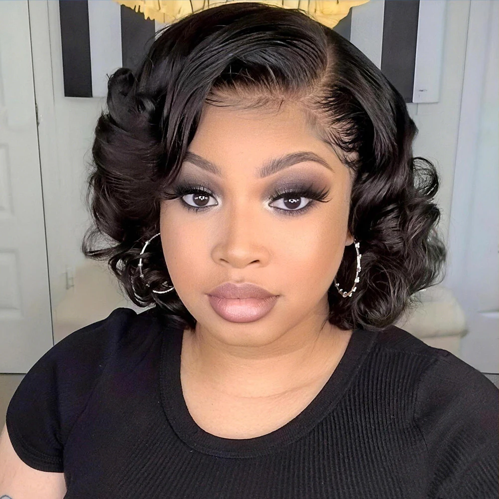 Egg Curly Super High 310% Dichte Perücke Echthaar 13x4 Lace Frontal Echthaarperücken Bob 13x4 HD Lace Frontal Perücken für schwarze Frauen