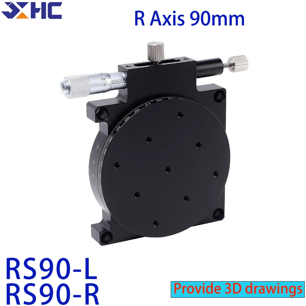 

Ось R 90 мм RS90-L RS90-R Ручной раздвижной стол Платформа перемещения Вращение на 360 градусов Прецизионная регулировка угла