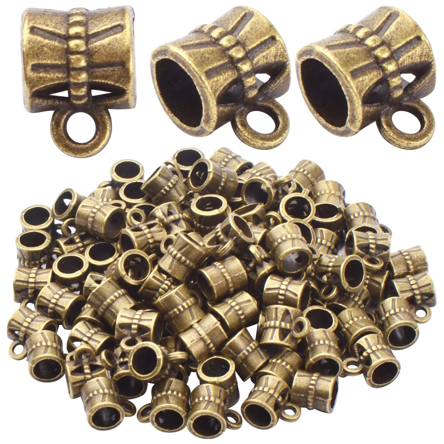 

100cs Antique Brown Bail Beads Bracelets Charms Dangle Connectors Tibetan Spacer Beads for Jewelry Making Crafts DIY