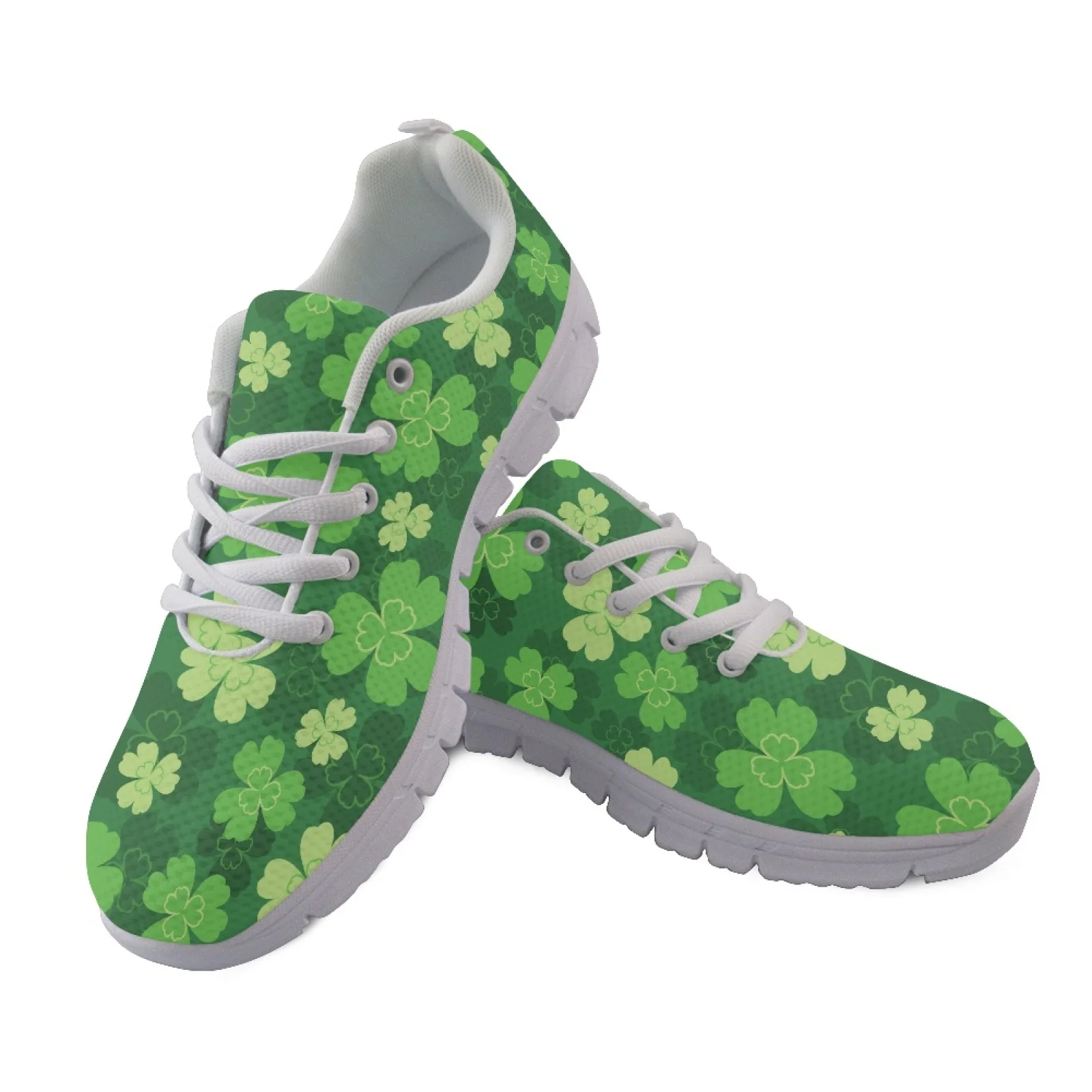 Coloranimal St. Patrick's Lightweight Running Sneakers Featuring Green Clover, Mesh Walking Shoes for Mens Womens Tennis Camping