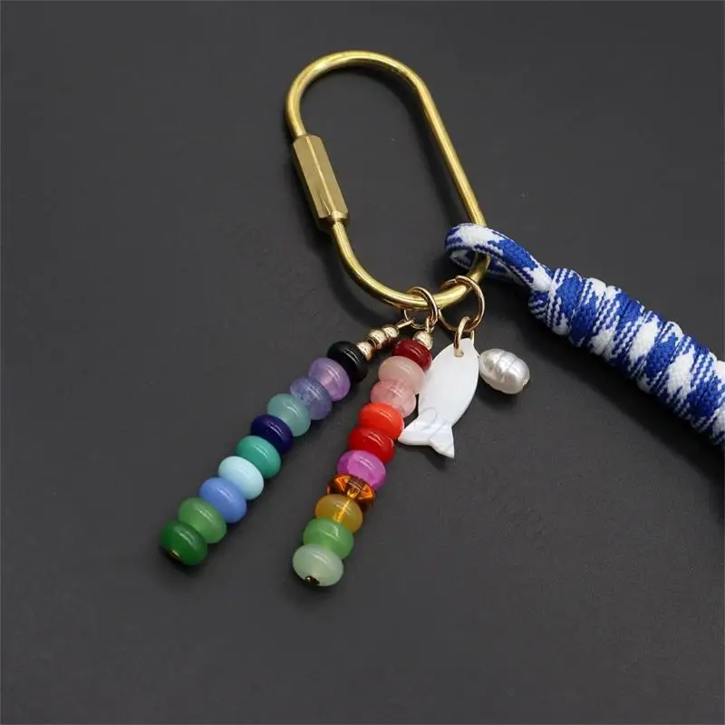 R7UF Handwoven Keychain Charm with Beaded Detail for Keys and Bags