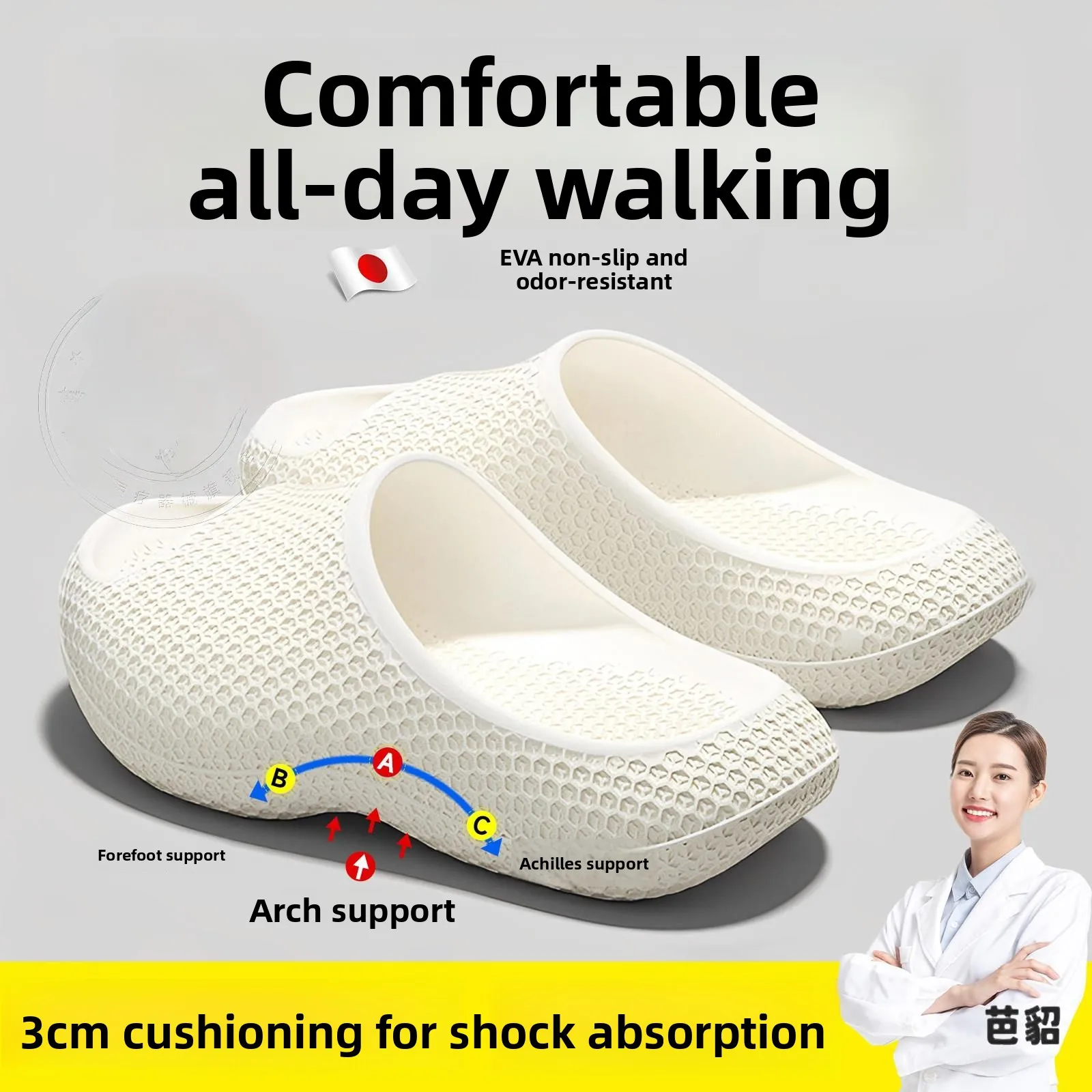 Arch Support Slippers EVA Anti-Slip Odor Control Flat Foot Support Men Women Home Outdoor Wearable Sandals Casual Style Open Toe